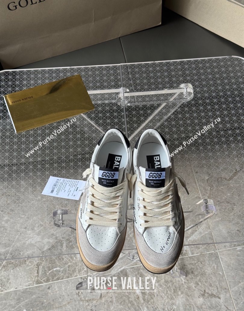 Golden Goose Women Ball Star Sneakers in White Leather and Grey Suede with Black Tab 2025 0429 (MD-250429040)