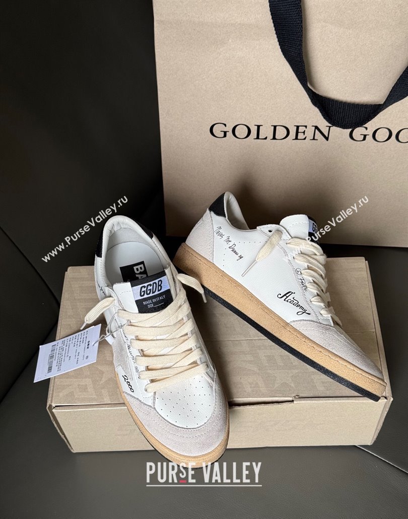 Golden Goose Women Ball Star Sneakers in White Leather and Grey Suede with Black Tab 2025 0429 (MD-250429040)