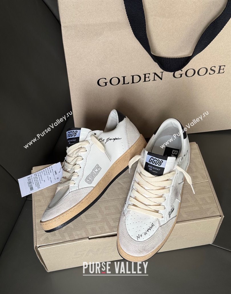Golden Goose Women Ball Star Sneakers in White Leather and Grey Suede with Black Tab 2025 0429 (MD-250429040)