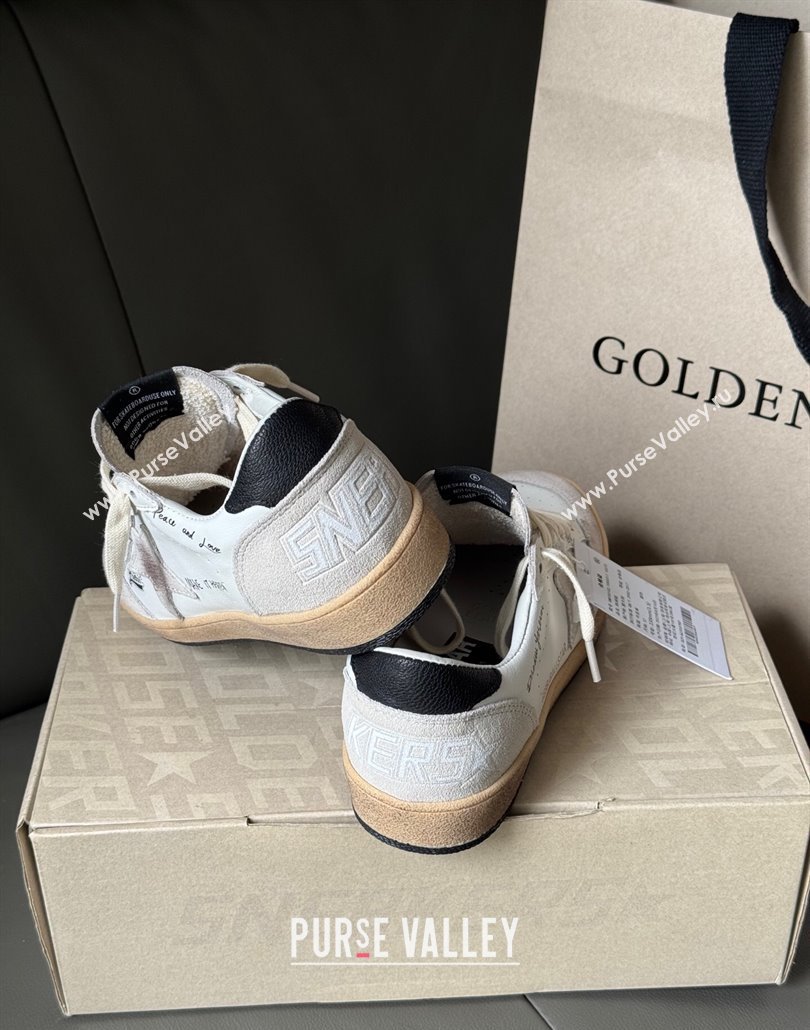 Golden Goose Women Ball Star Sneakers in White Leather and Grey Suede with Black Tab 2025 0429 (MD-250429040)
