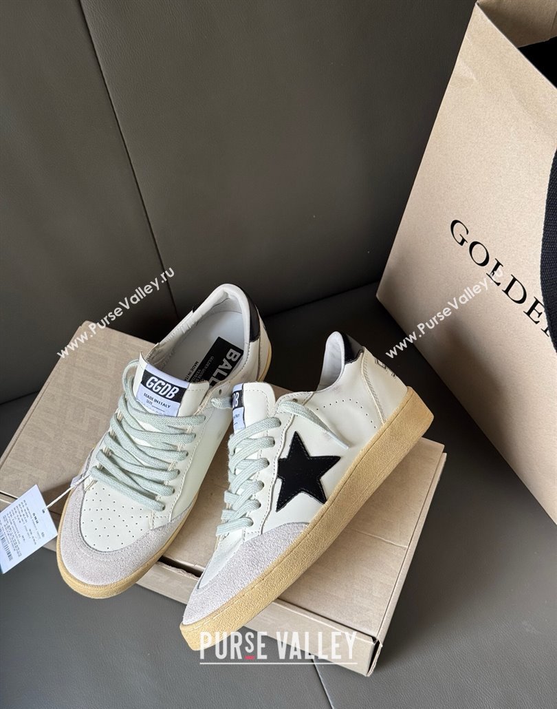 Golden Goose Women Ball Star Sneakers in White Leather and Suede with Black Star 2025 0429 (MD-250429037)
