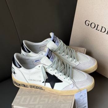 Golden Goose Women Ball Star Sneakers in White Leather and Suede with Black Star 2025 0429 (MD-250429037)