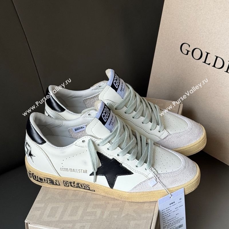 Golden Goose Women Ball Star Sneakers in White Leather and Suede with Black Star 2025 0429 (MD-250429037)