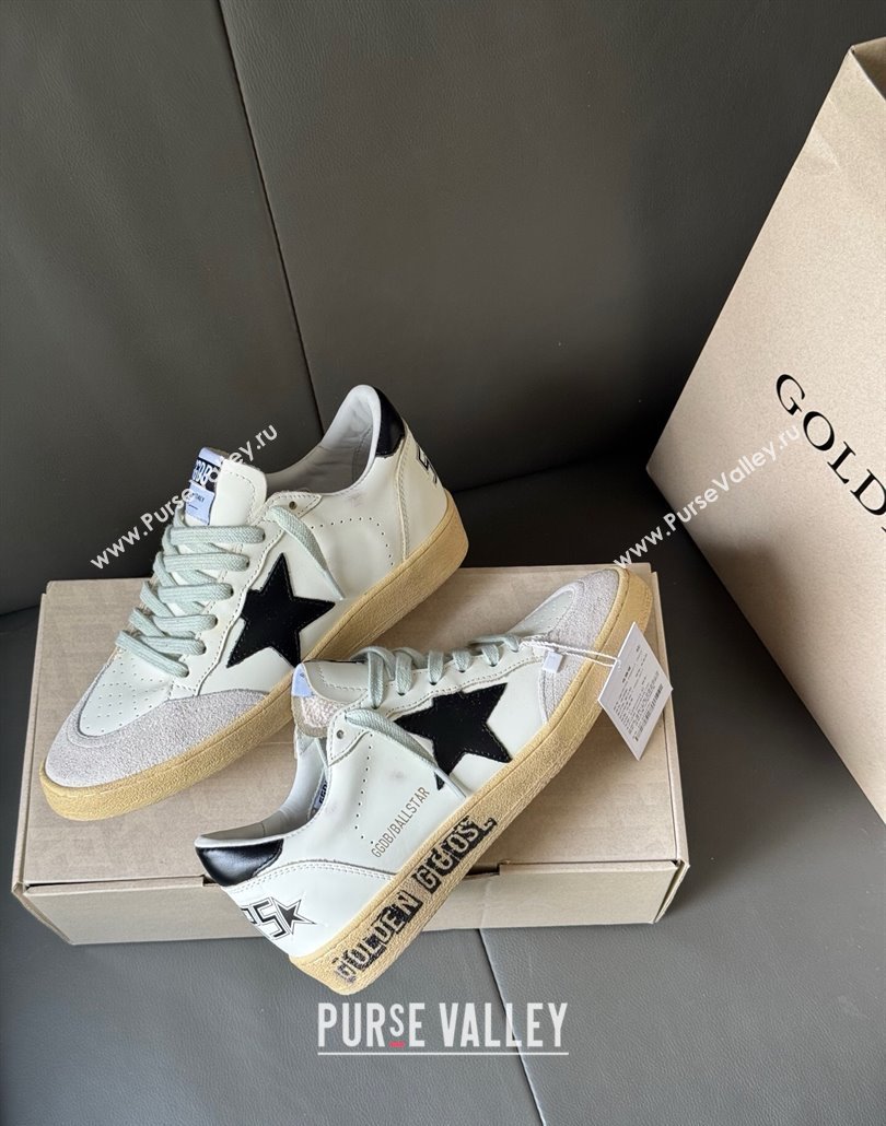 Golden Goose Women Ball Star Sneakers in White Leather and Suede with Black Star 2025 0429 (MD-250429037)