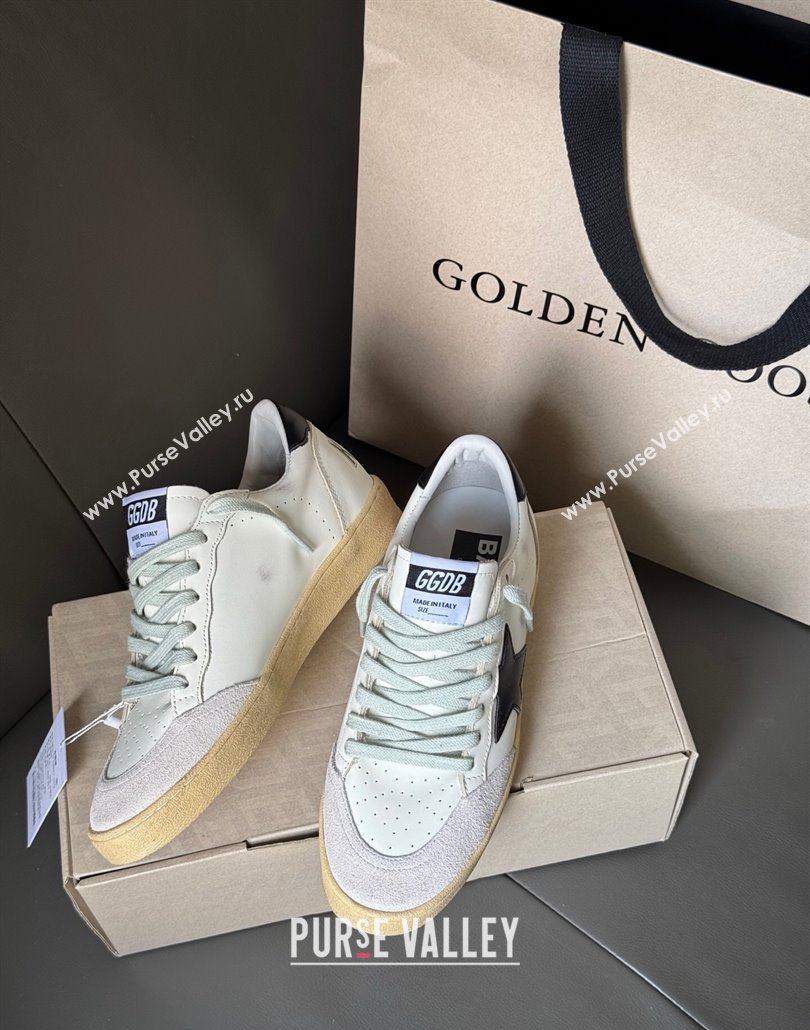 Golden Goose Women Ball Star Sneakers in White Leather and Suede with Black Star 2025 0429 (MD-250429037)