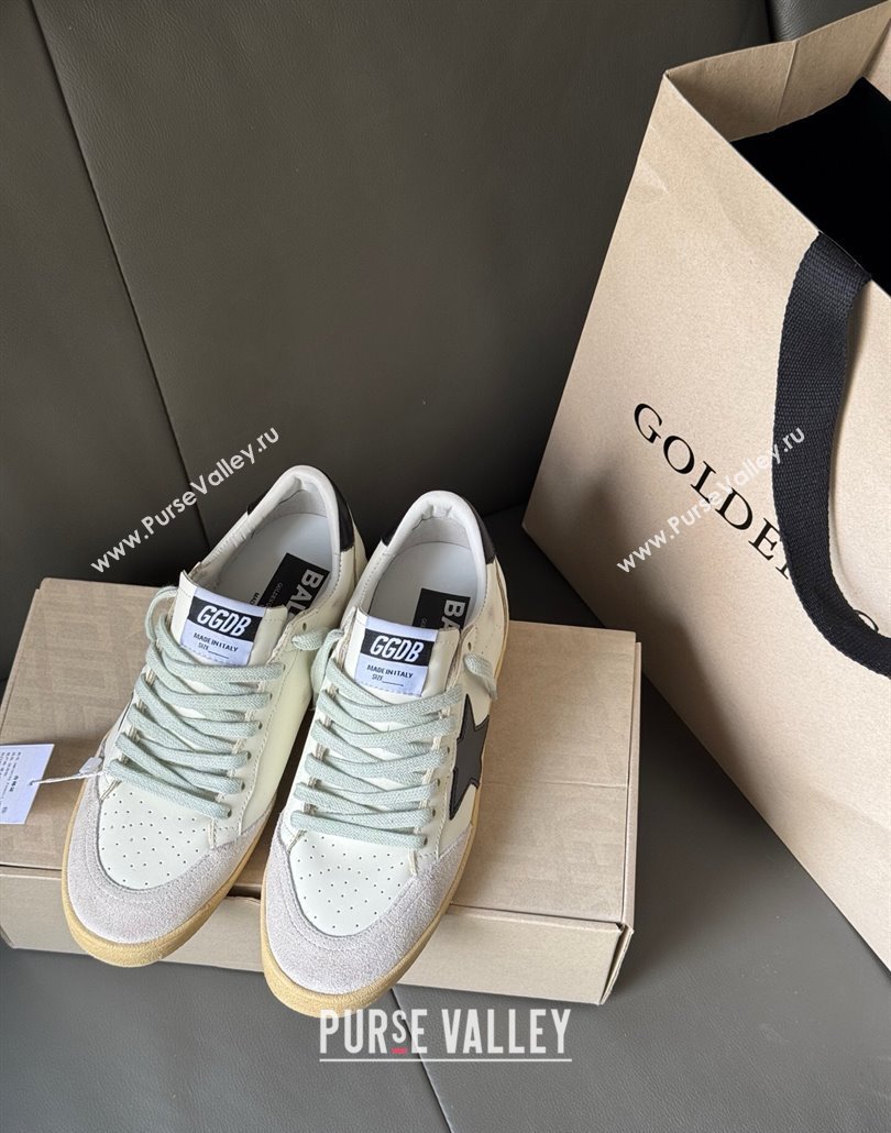 Golden Goose Women Ball Star Sneakers in White Leather and Suede with Black Star 2025 0429 (MD-250429037)
