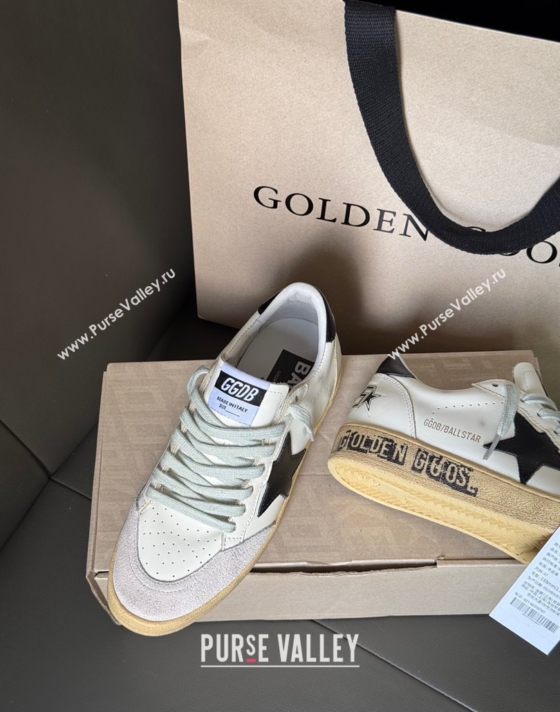 Golden Goose Women Ball Star Sneakers in White Leather and Suede with Black Star 2025 0429 (MD-250429037)
