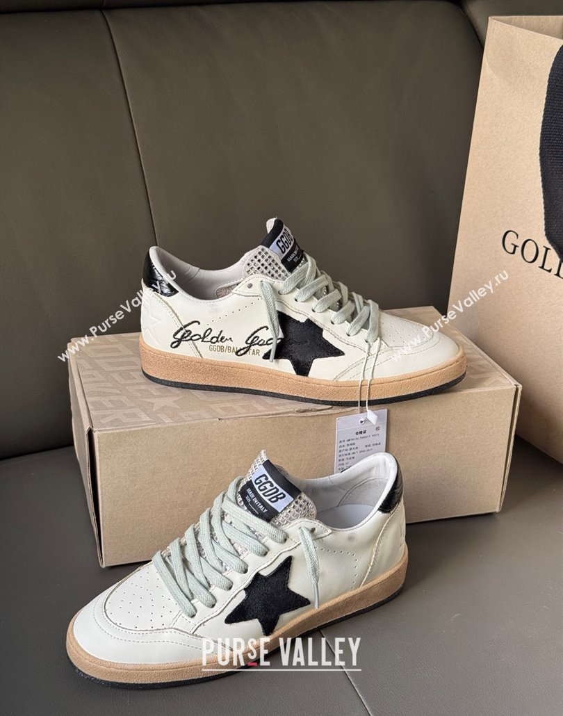 Golden Goose Women Ball Star Sneakers in white leather with signature and Strass 2025 0429 (MD-250429038)