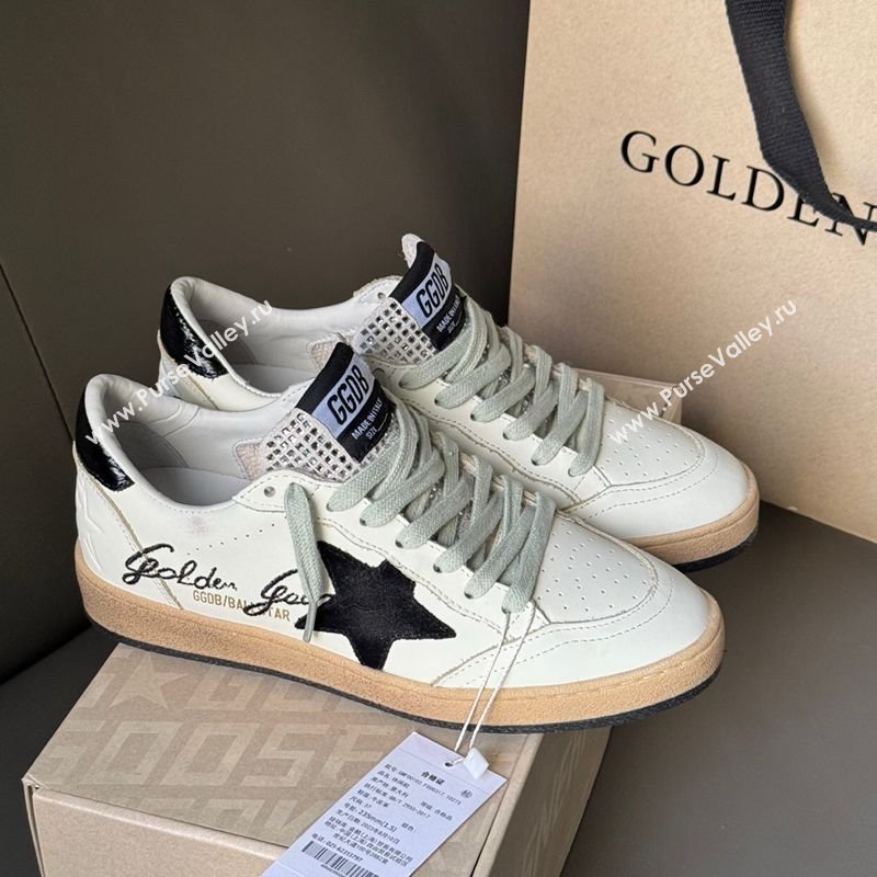 Golden Goose Women Ball Star Sneakers in white leather with signature and Strass 2025 0429 (MD-250429038)