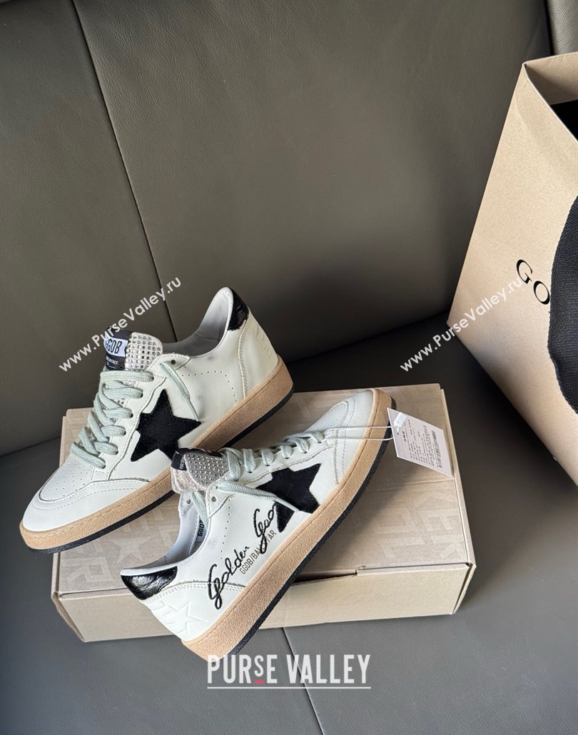Golden Goose Women Ball Star Sneakers in white leather with signature and Strass 2025 0429 (MD-250429038)