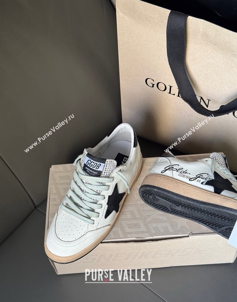 Golden Goose Women Ball Star Sneakers in white leather with signature and Strass 2025 0429 (MD-250429038)