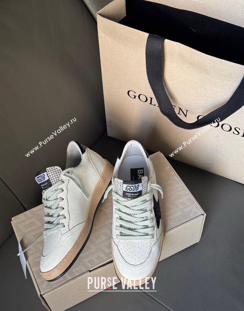 Golden Goose Women Ball Star Sneakers in white leather with signature and Strass 2025 0429 (MD-250429038)