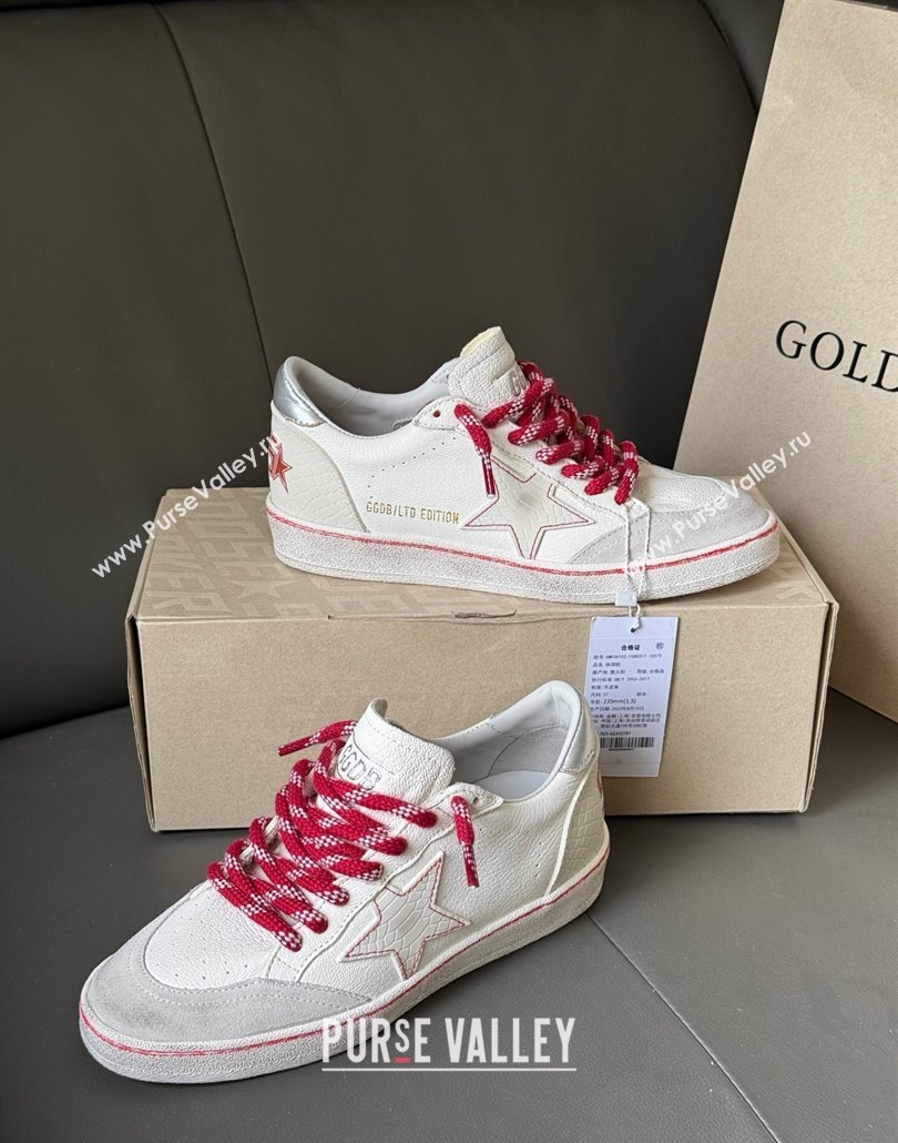 Golden Goose Women Ball Star Sneakers LTD CNY in white leather with a lived-in effect 2025 (MD-250429039)