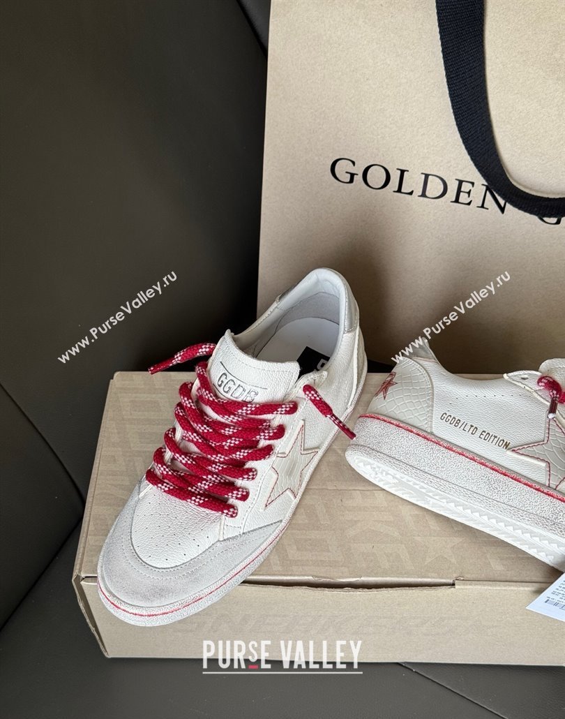 Golden Goose Women Ball Star Sneakers LTD CNY in white leather with a lived-in effect 2025 (MD-250429039)