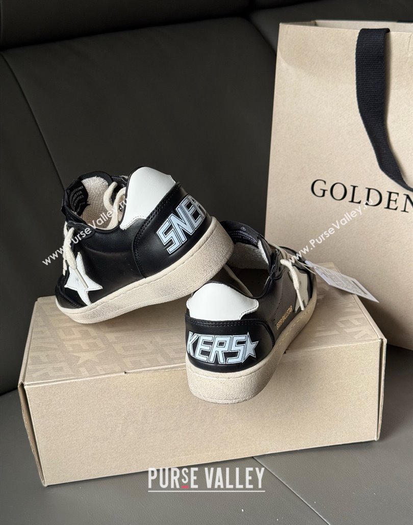 Golden Goose Women Ball Star Sneakers in Black Leather with White Star and Tab 2025 0429 (MD-250429035)
