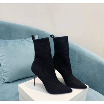 Balmain Knit Skye Ankle Boots 9.5cm with Monogram Black 4 2024 BM101002 (KER-241010113)