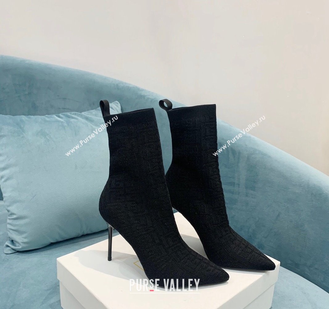 Balmain Knit Skye Ankle Boots 9.5cm with Monogram Black 4 2024 BM101002 (KER-241010113)