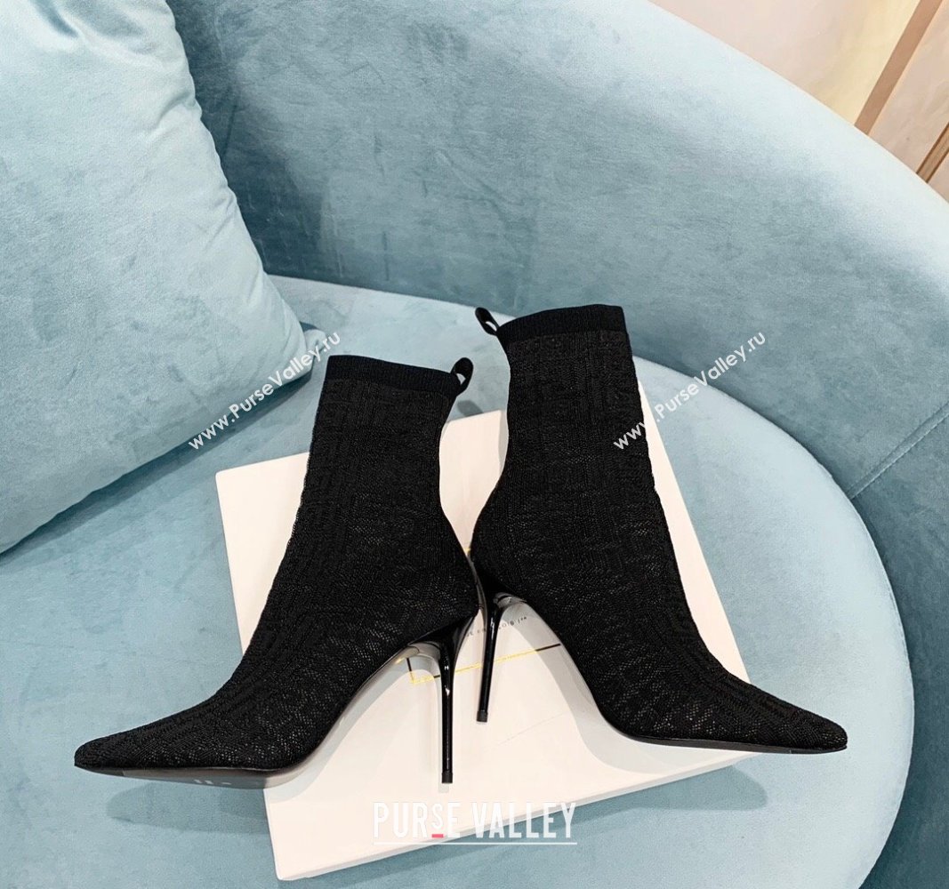 Balmain Knit Skye Ankle Boots 9.5cm with Monogram Black 4 2024 BM101002 (KER-241010113)