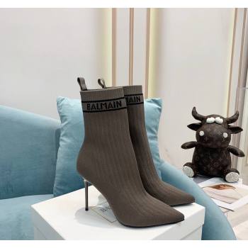 Balmain Knit Skye Ankle Boots 9.5cm with Logo Band Dark Grey 2024 BM101002 (KER-241010123)