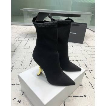 Balmain Stretch Knit Skye Ankle Boots 9.5cm with Curve Heel Black 2024 BM101001 (KER-241010103)