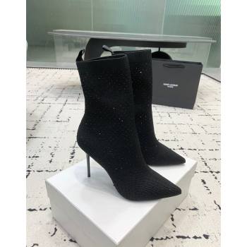 Balmain Stretch Knit Skye Ankle Boots 9.5cm with Black Strass Black 2024 BM101001 (KER-241010100)