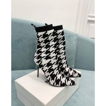 Balmain Stretch Knit Skye Ankle Boots 9.5cm with Monogram White/Black 1 2024 BM101002 (KER-241010106)