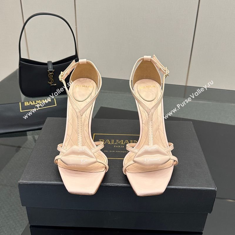 Balmain Lips High Heel Sandals 10.5cm in Patent Leather Nude 2025 (MD-250708119)