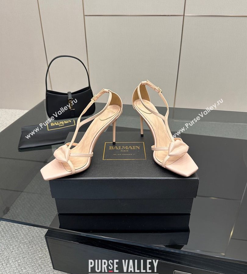 Balmain Lips High Heel Sandals 10.5cm in Patent Leather Nude 2025 (MD-250708119)