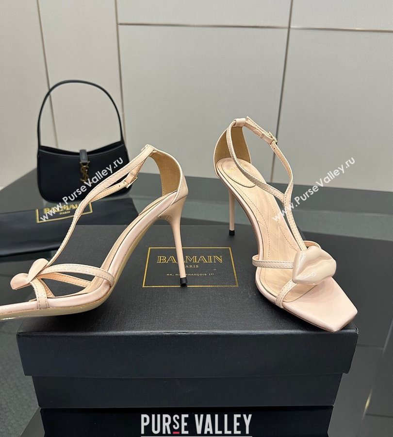 Balmain Lips High Heel Sandals 10.5cm in Patent Leather Nude 2025 (MD-250708119)