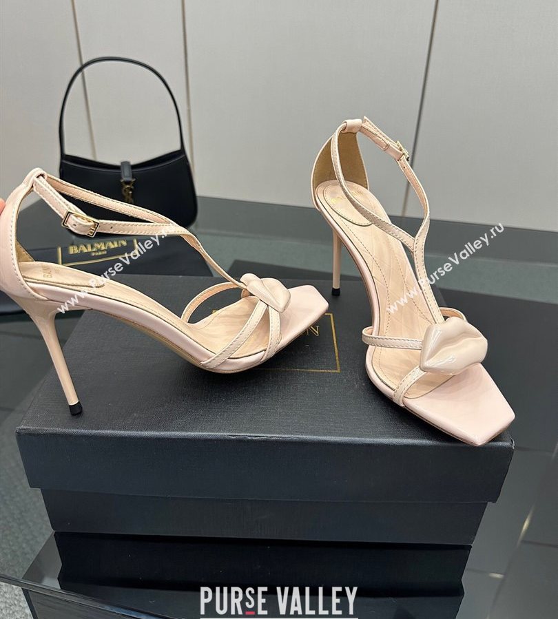 Balmain Lips High Heel Sandals 10.5cm in Patent Leather Nude 2025 (MD-250708119)