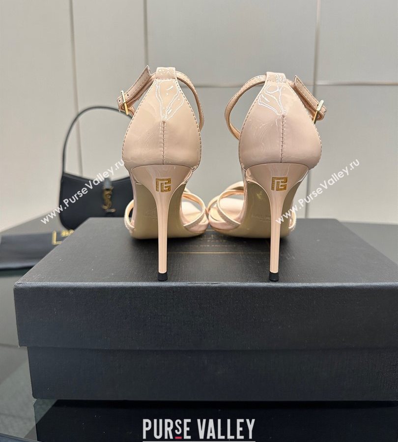 Balmain Lips High Heel Sandals 10.5cm in Patent Leather Nude 2025 (MD-250708119)