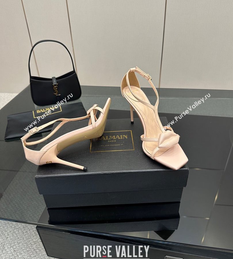 Balmain Lips High Heel Sandals 10.5cm in Patent Leather Nude 2025 (MD-250708119)