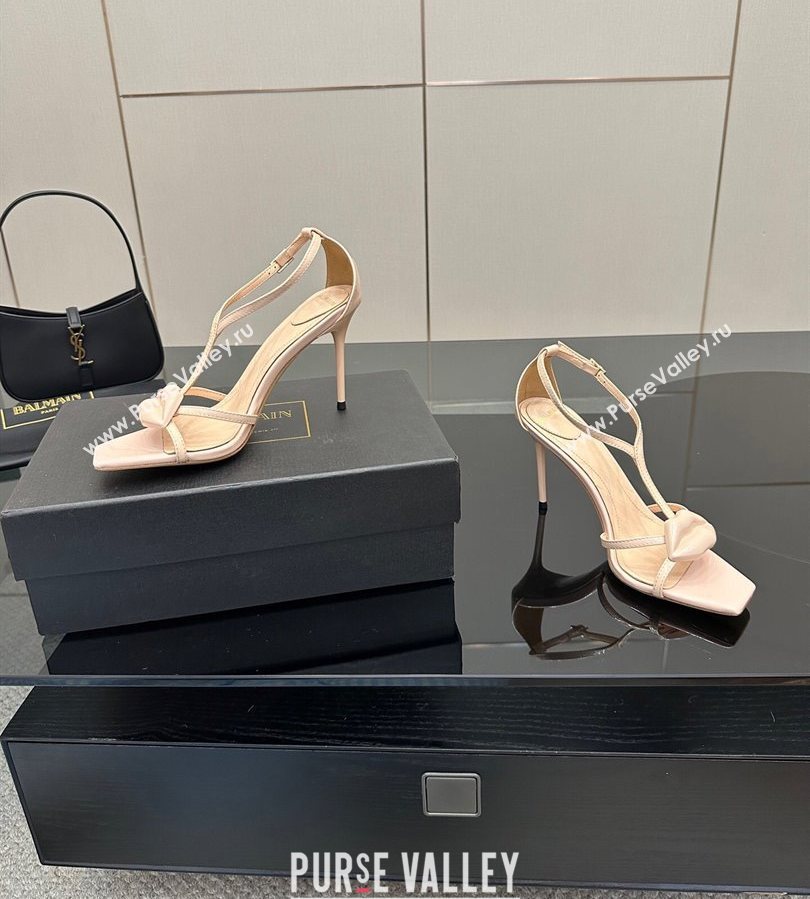 Balmain Lips High Heel Sandals 10.5cm in Patent Leather Nude 2025 (MD-250708119)