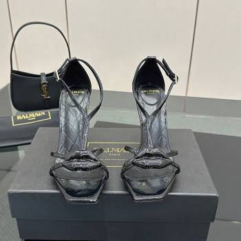 Balmain Lips High Heel Sandals 10.5cm in Patent Leather Black 2025 (MD-250708120)