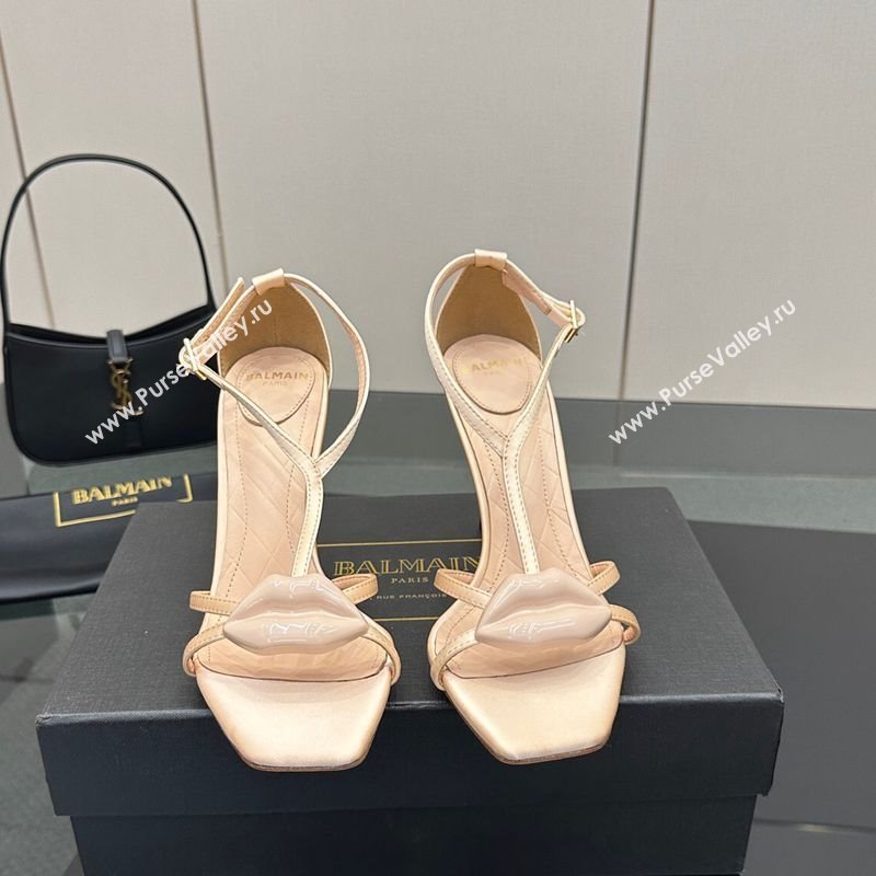 Balmain Lips High Heel Sandals 10.5cm in Satin Nude 2025 (MD-250708122)