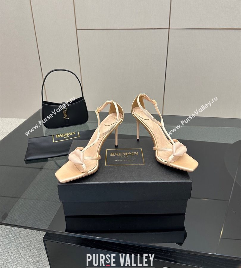 Balmain Lips High Heel Sandals 10.5cm in Satin Nude 2025 (MD-250708122)
