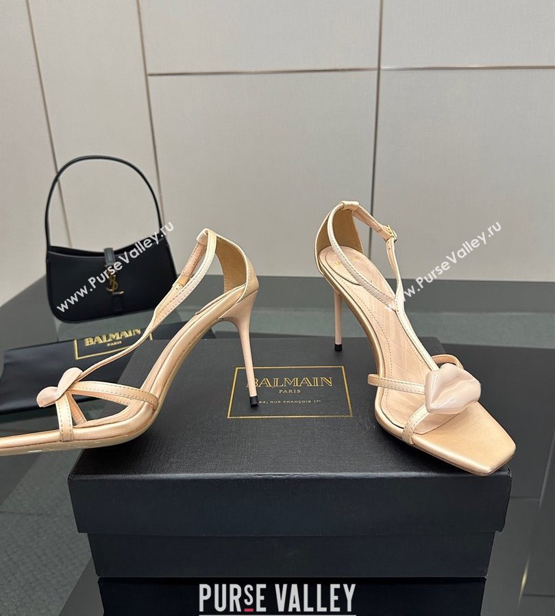 Balmain Lips High Heel Sandals 10.5cm in Satin Nude 2025 (MD-250708122)
