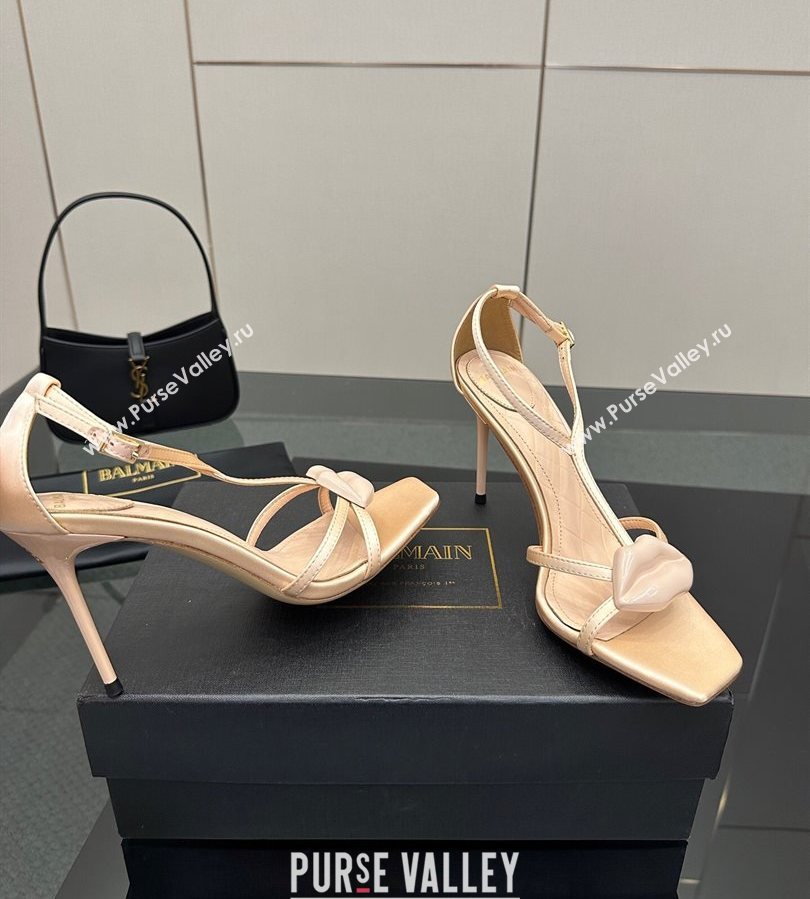 Balmain Lips High Heel Sandals 10.5cm in Satin Nude 2025 (MD-250708122)