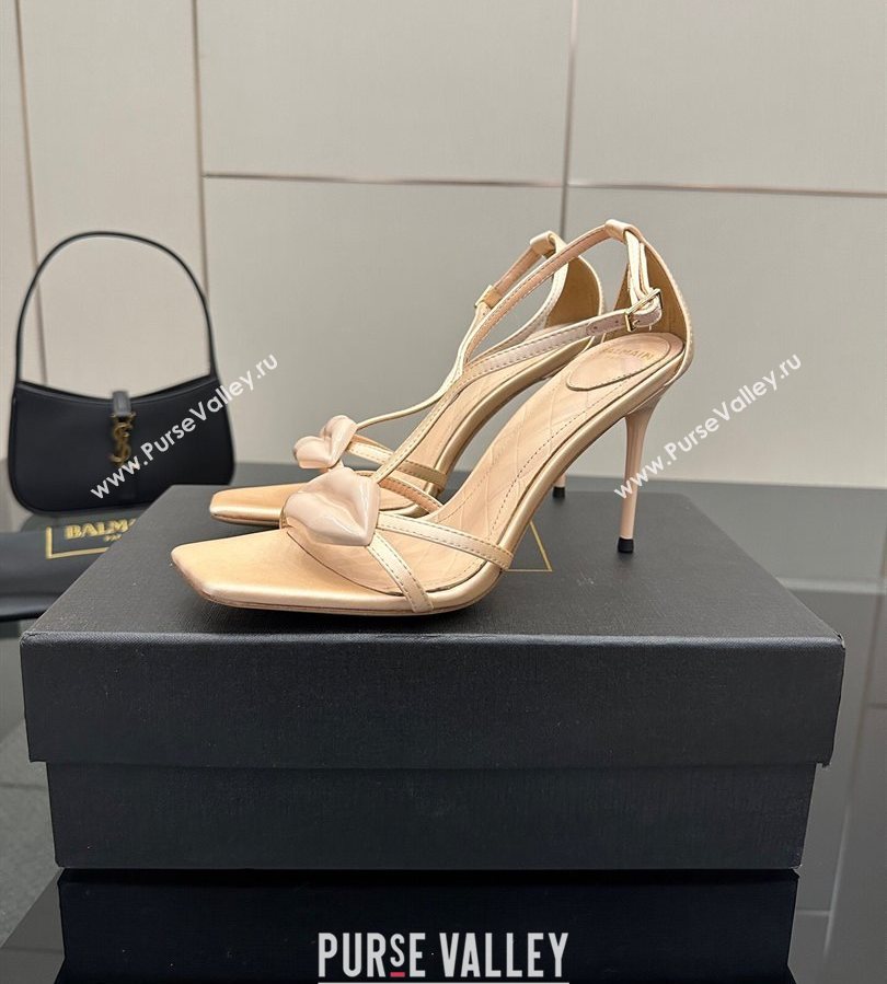 Balmain Lips High Heel Sandals 10.5cm in Satin Nude 2025 (MD-250708122)