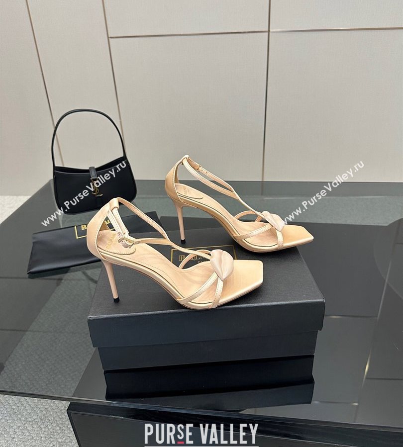 Balmain Lips High Heel Sandals 10.5cm in Satin Nude 2025 (MD-250708122)
