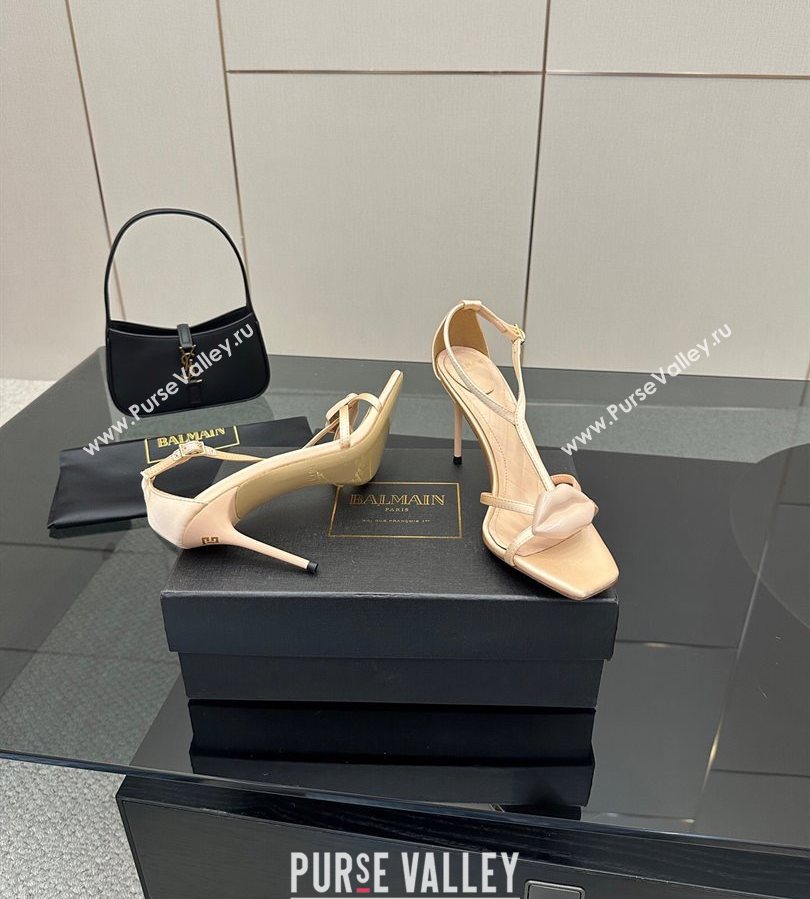 Balmain Lips High Heel Sandals 10.5cm in Satin Nude 2025 (MD-250708122)