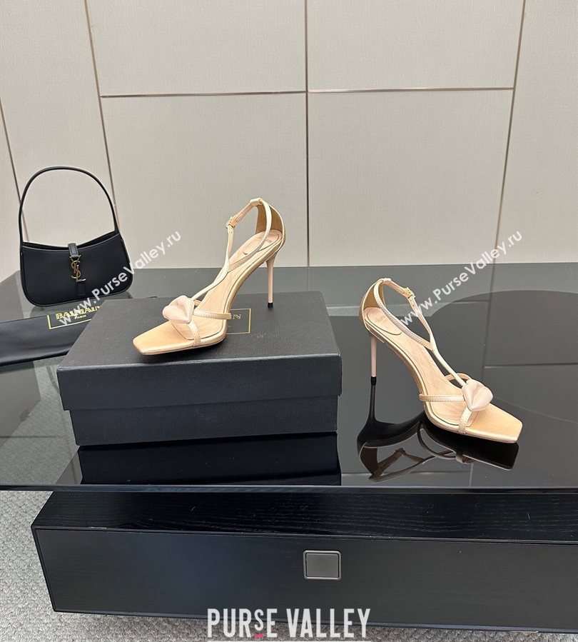 Balmain Lips High Heel Sandals 10.5cm in Satin Nude 2025 (MD-250708122)