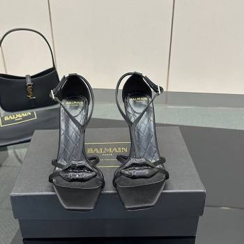 Balmain Lips High Heel Sandals 10.5cm in Satin Black 2025 (MD-250708123)