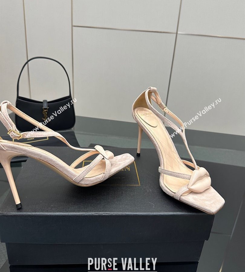 Balmain Lips High Heel Sandals 10.5cm in Suede Nude 2025 (MD-250708125)