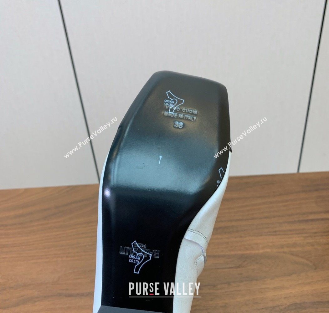 Balmain Calfskin and Patent Leather Heel Ankle Boots 6.5cm White 2025 1031 (MD-251031011)