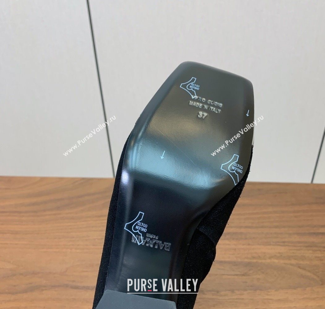 Balmain Suede and Patent Leather Heel Ankle Boots 6.5cm Black/Silver 2025 1031 (MD-251031013)