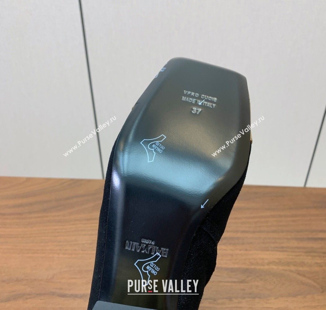 Balmain Suede and Patent Leather Heel Ankle Boots 6.5cm Black/Gold 2025 1031 (MD-251031014)