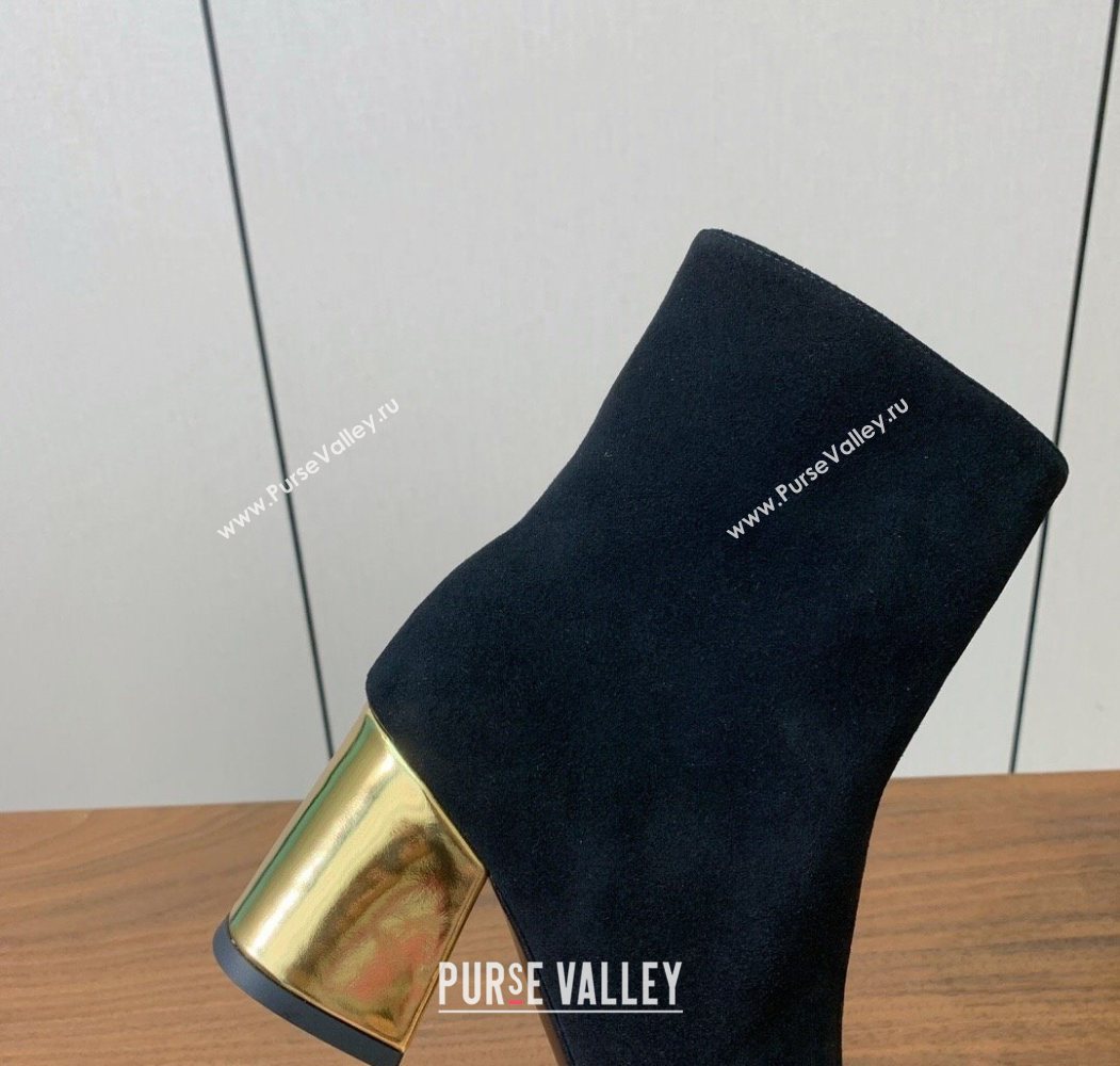 Balmain Suede and Patent Leather Heel Ankle Boots 6.5cm Black/Gold 2025 1031 (MD-251031014)