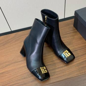 Balmain Calfskin and Patent Leather Heel Ankle Boots 6.5cm Black 2025 1031 (MD-251031010)