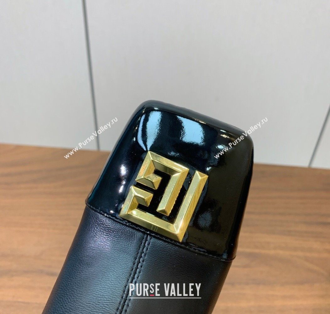 Balmain Calfskin and Patent Leather Heel Ankle Boots 6.5cm Black 2025 1031 (MD-251031010)